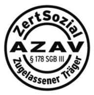 Logo ZertSozial AZAV Zugelassener Träger